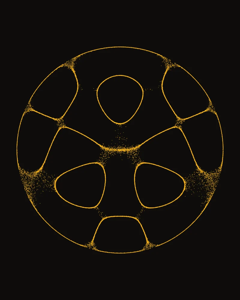 Sound Plate III, Solar plexus: gold sand on a round black plate, in the figure a 528 hertz tone draws.